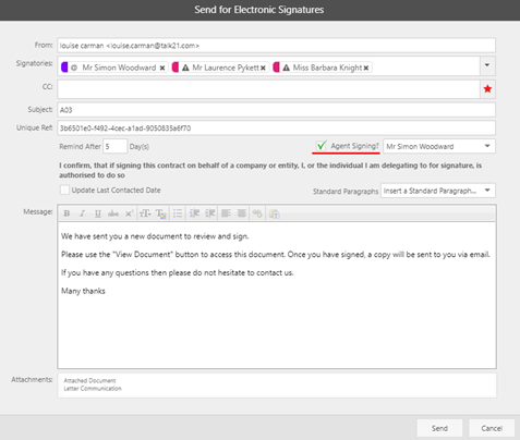 Using eSignatures with The Letting Centre Forms and Agreements – Alto