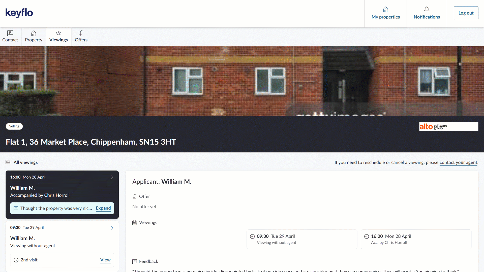 Viewings and Offers tabs in Keyflo.gif