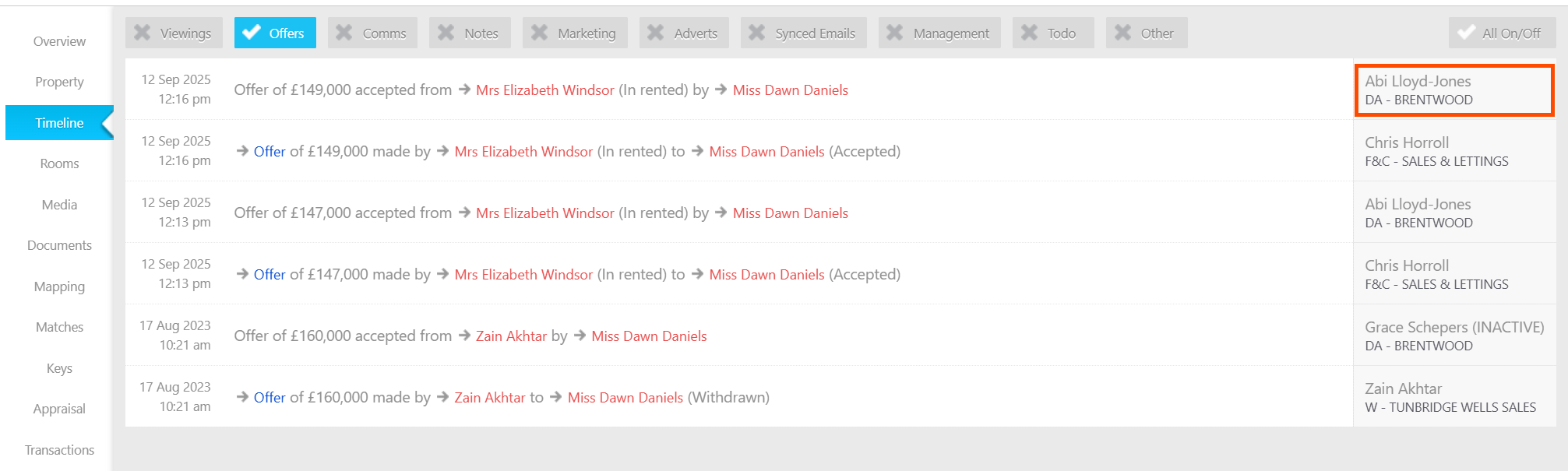 Generating sales letters from the Timeline.png