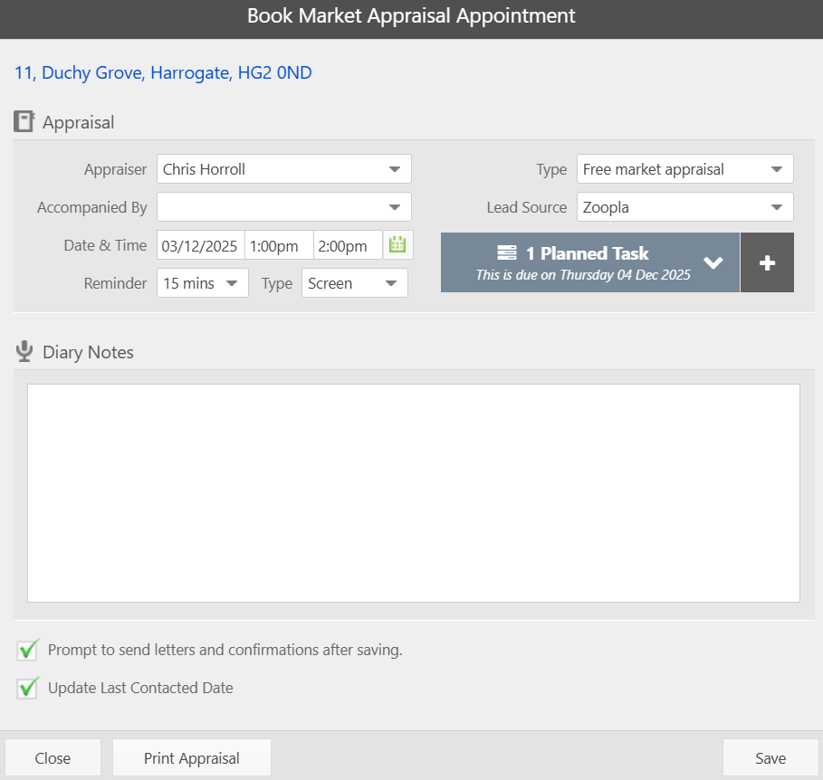 Booking a market appraisal from a property record.png