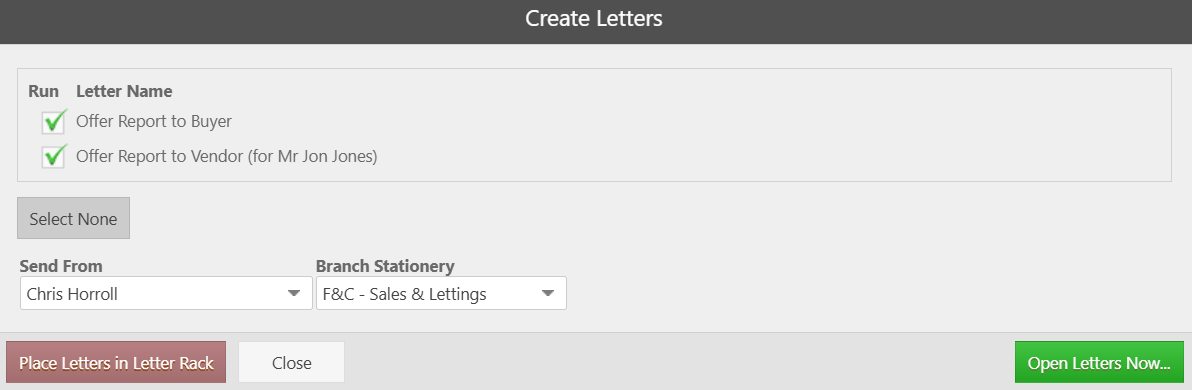 Revising an offer received from a prospective purchaser or tenant via the Main Dashboard letters.png