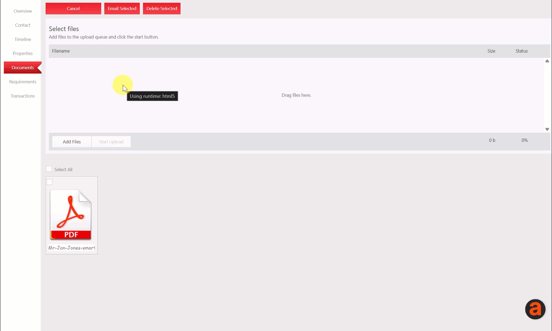 Uploading documents to a contact.gif
