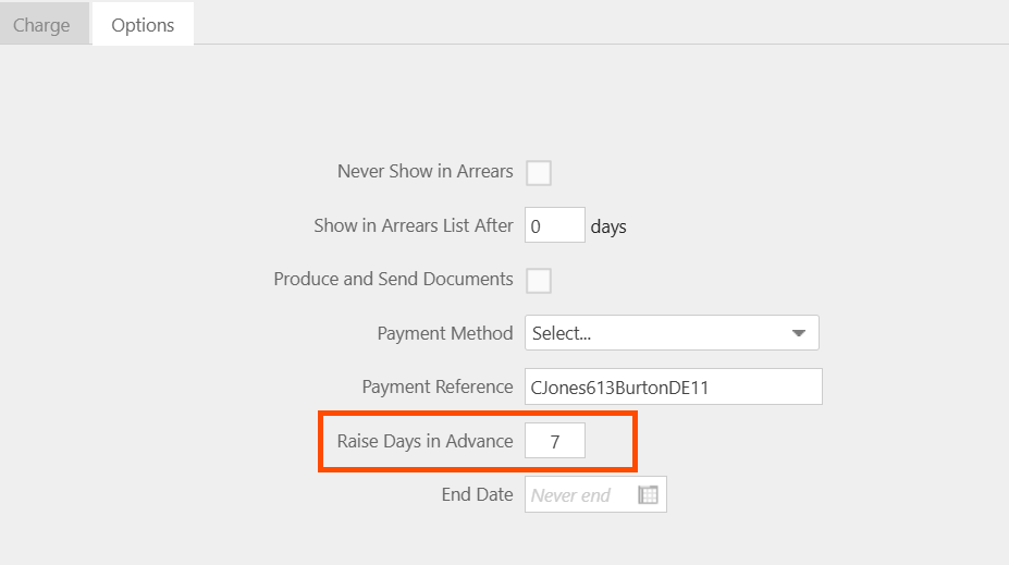 Set charges to raise in advance of their due date.png