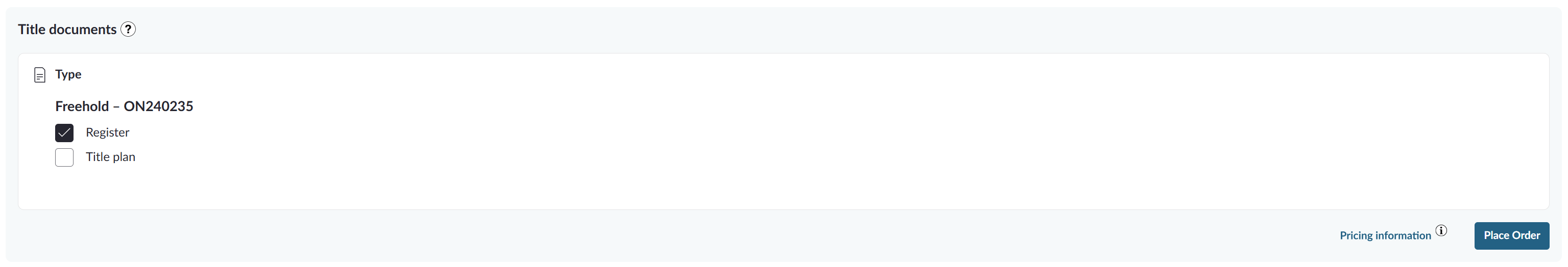the Title documents section - place order.png