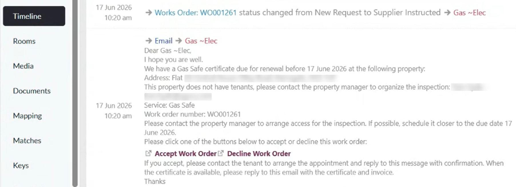 Autocert Supplier instruction email and works order status changed to Supplier Instructed.png