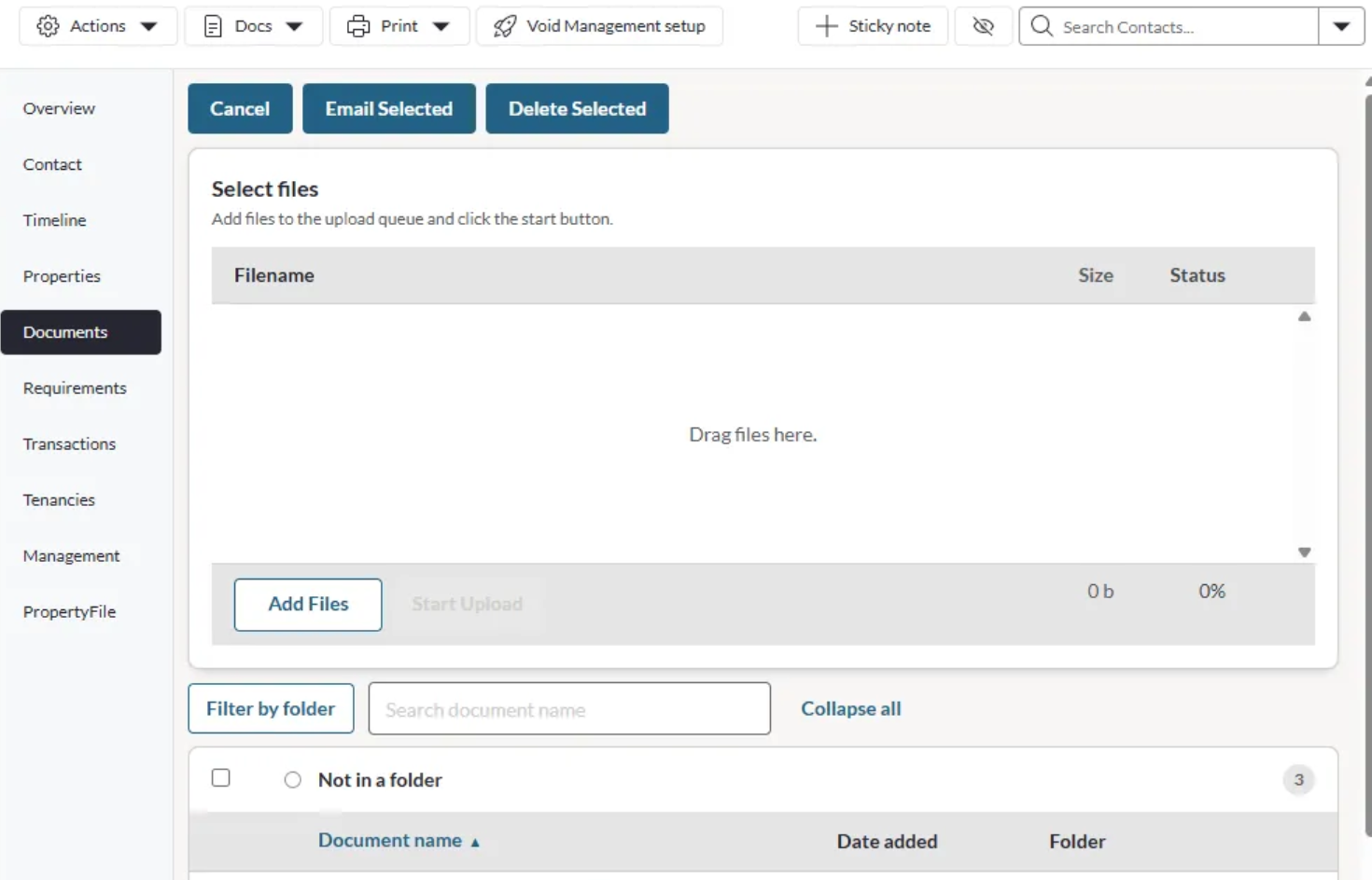 'Upload Documents' opens the uploader above the documents list.