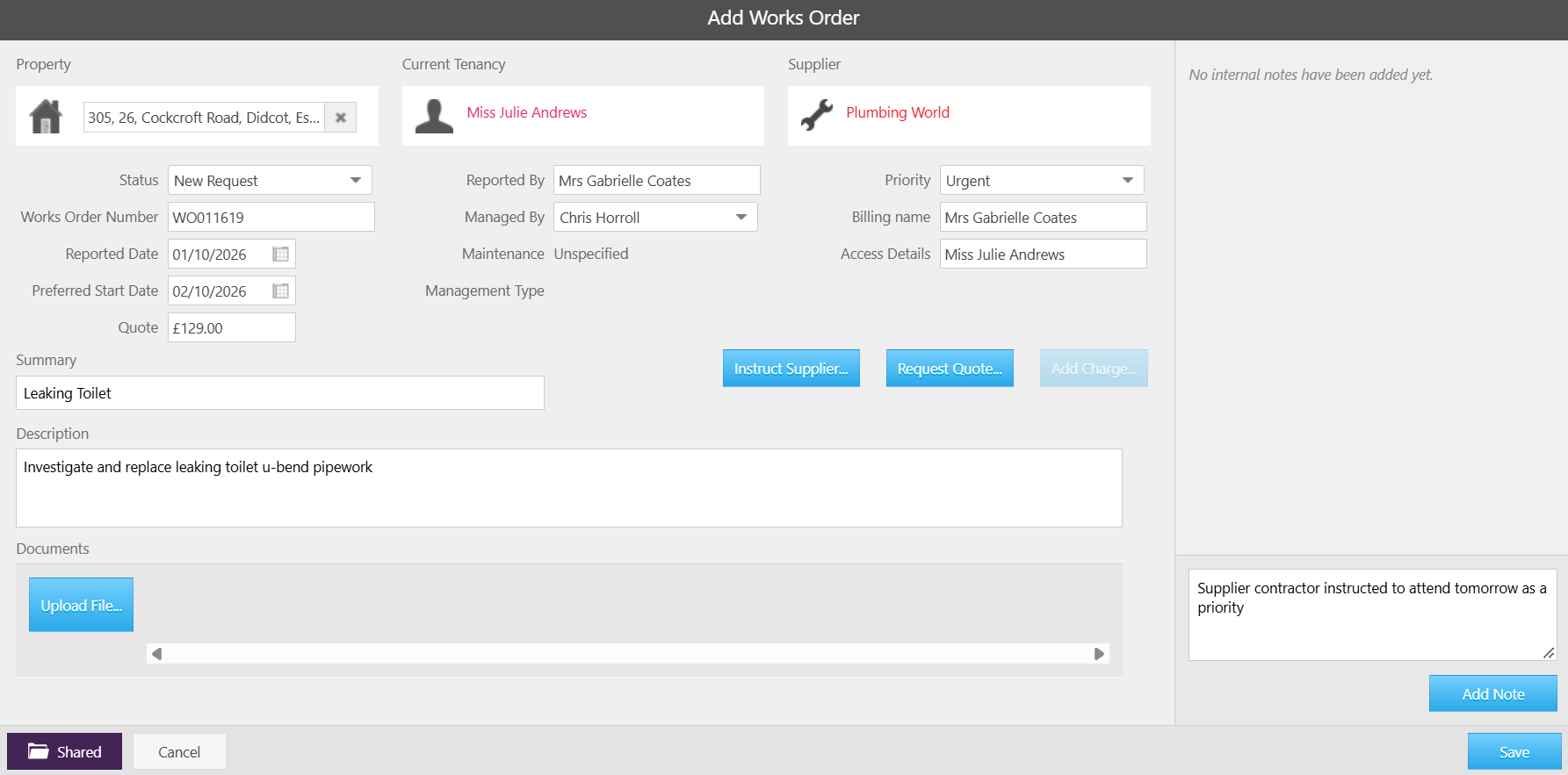Add a works order from supplier instruct supplier or request a quote.png