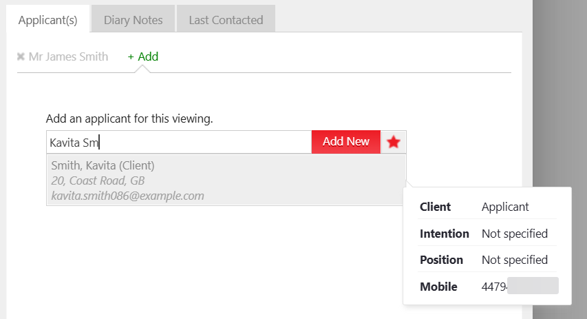Booking an unconfirmed viewing from contacts applicant lookup.png