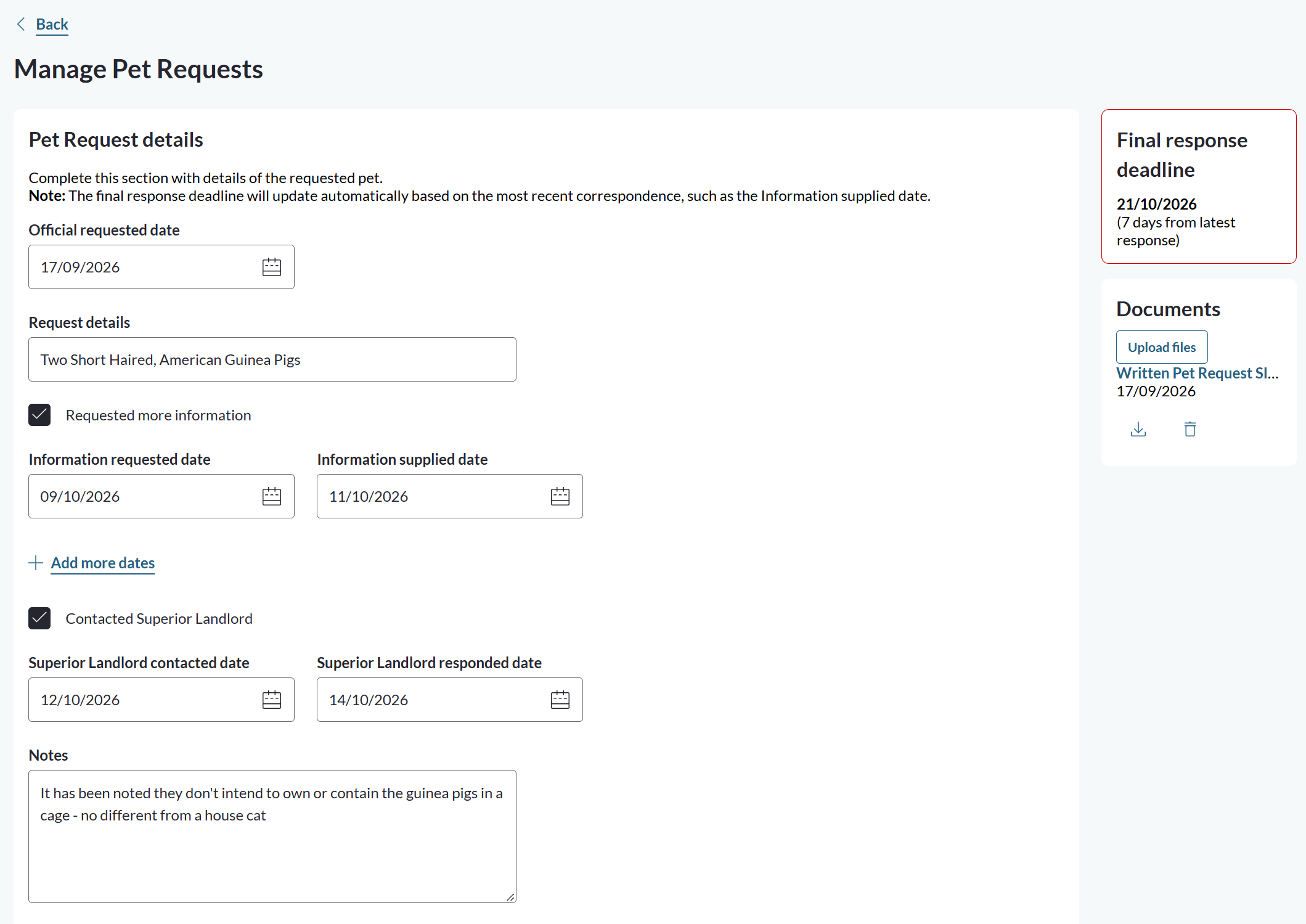 Contacted Superior Landlord ticked, showing the Superior Landlord contacted date and Superior Landlord responded date fields.png