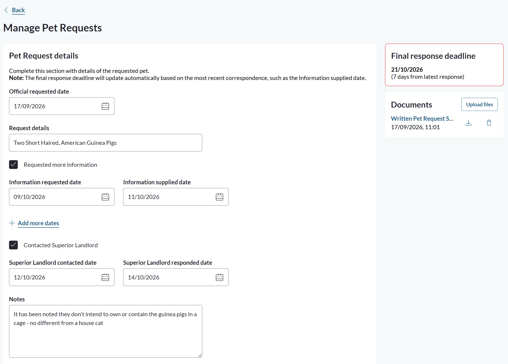Contacted Superior Landlord ticked, showing the Superior Landlord contacted date and Superior Landlord responded date fields.png